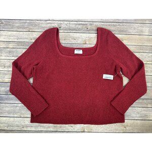 Old Navy Knit Ribbed Top Women Plus Size 3X‎ Red Long Sleeve Casual New